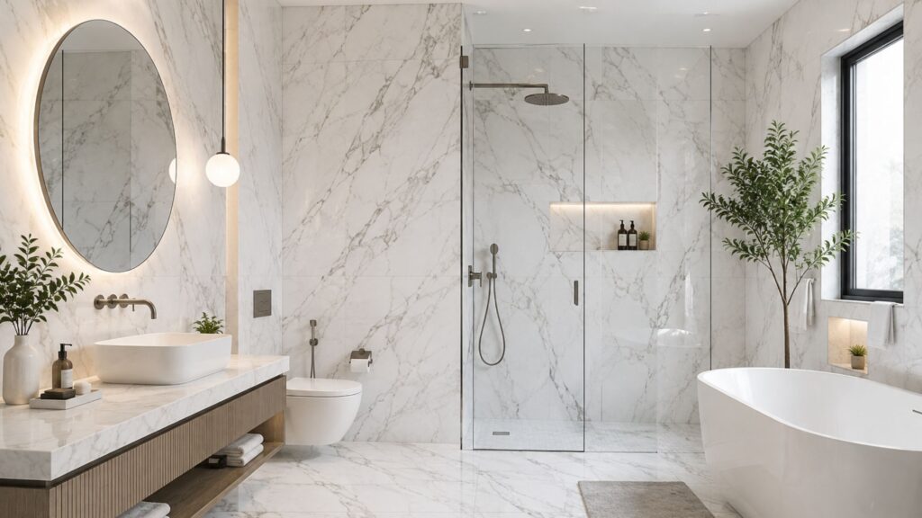 White Marble Tiles for Bathroom