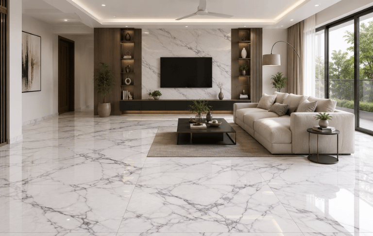 White Marble Tiles for Living Room